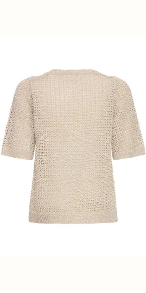 PULZ VALERIE Short Sleeve Pullover in Silver