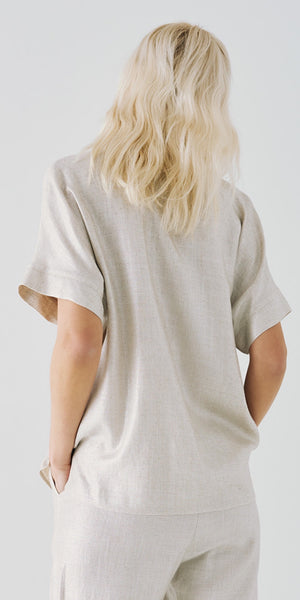 ACCESS Short Sleeve Metallic Linen Shirt