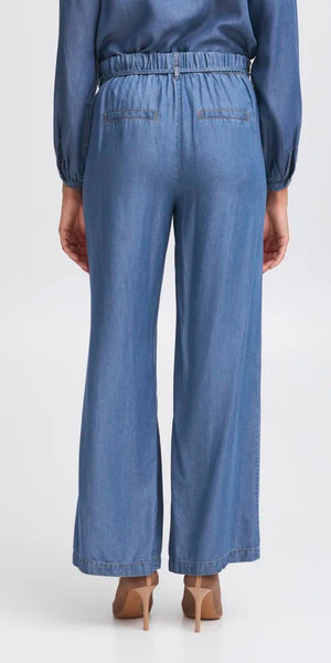 b young KOSMO Wide Pants in Mid Blue Denim