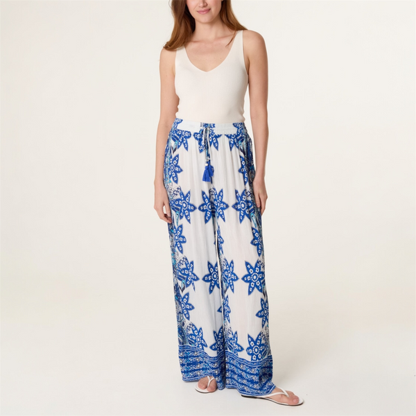 Blue Boho Print Trousers - TheSecretCloset.Boutique