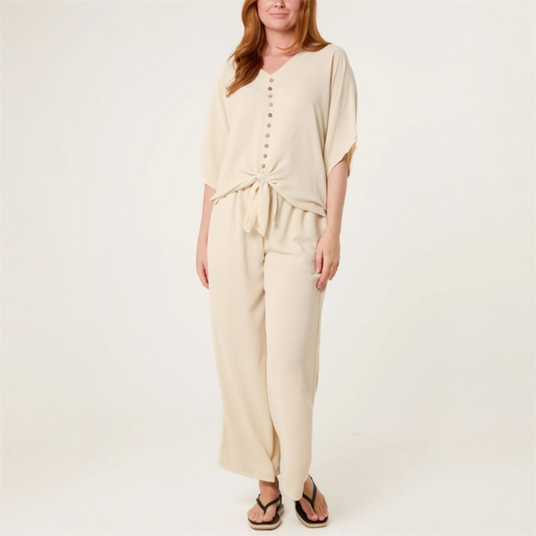 Button Up Tie Front Top & Trousers Set (various colours) - TheSecretCloset.Boutique