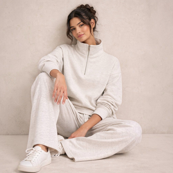 BORN NOULI Supersoft Half Zip Sweatshirt in Marl