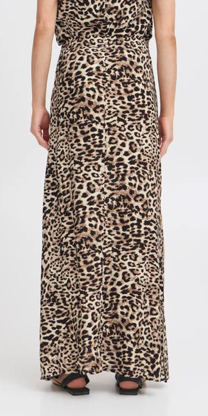 b young JOELLA Maxi Skirt in Birch Leopard