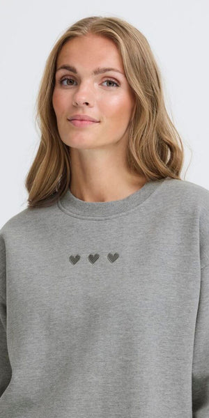 ICHI OLINNE Sweater in Grey Melange