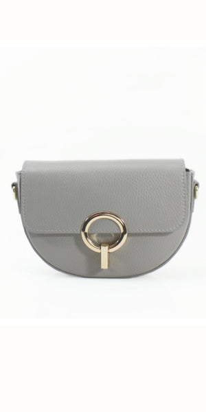 Leather Metal Clasp Crossbody