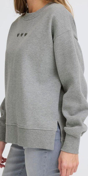 ICHI OLINNE Sweater in Grey Melange