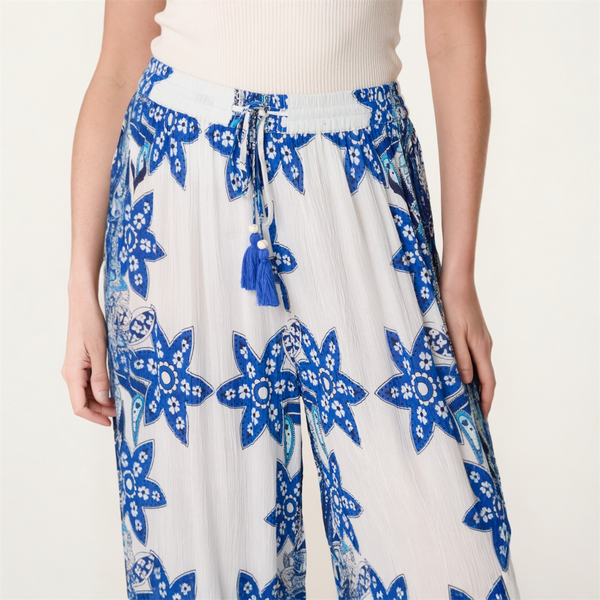 Blue Boho Print Trousers - TheSecretCloset.Boutique
