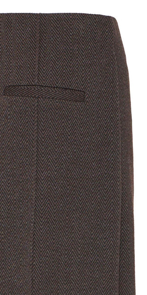ICHI KATE Jacquard Pants in Black Brown Herringbone