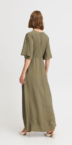 b young HAILEY V Neck Maxi Dress in Kalamata