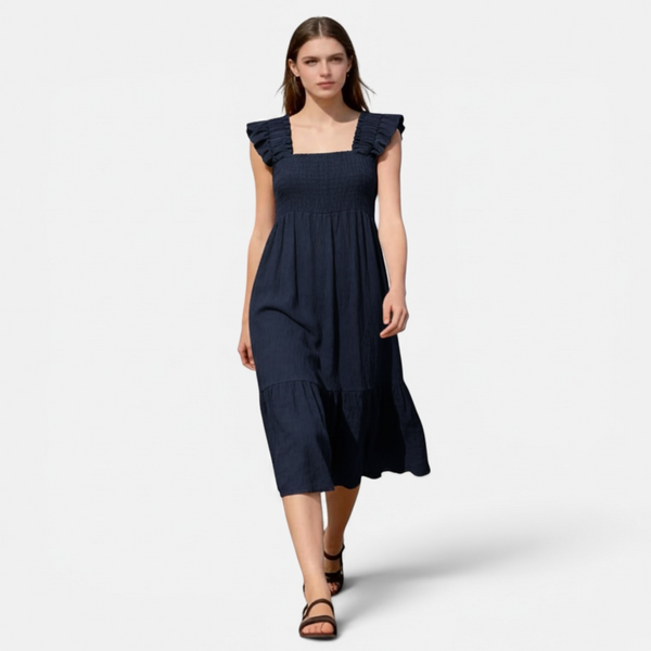 Square Neck Shirred Dress (various colours)