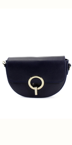 Leather Metal Clasp Crossbody