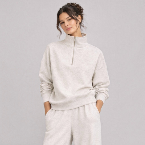 BORN NOULI Supersoft Half Zip Sweatshirt in Marl