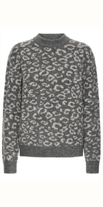 PULZ ARTHA Pullover in Grey Animal