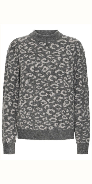 PULZ ARTHA Pullover in Grey Animal