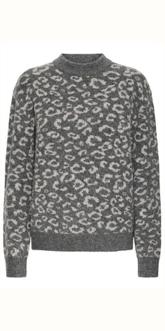 PULZ ARTHA Pullover in Grey Animal