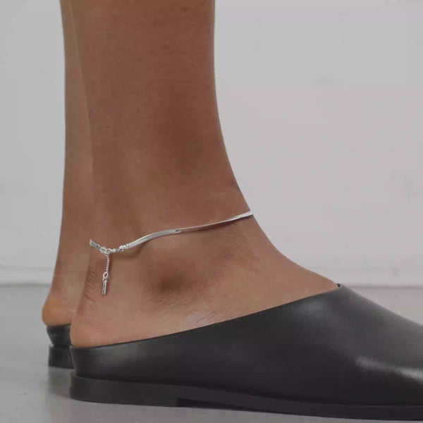 Pilgrim JOANNA Flat Snake Chain Anklet in Silver