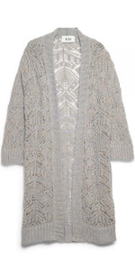 B-Yu Longline Gold Metallic Cardigan