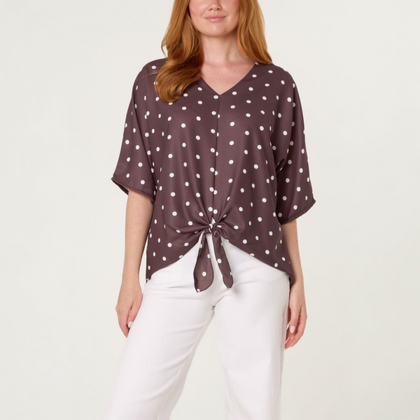 Polka Dot Tie Front Top (various colours)
