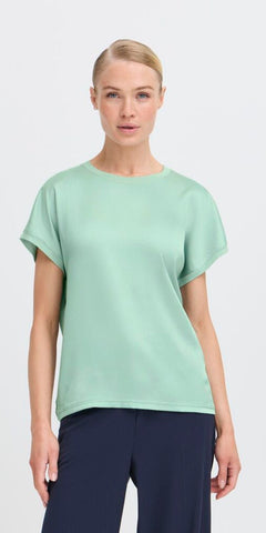 b young SELITA O Neck T Shirt in Blue Surf