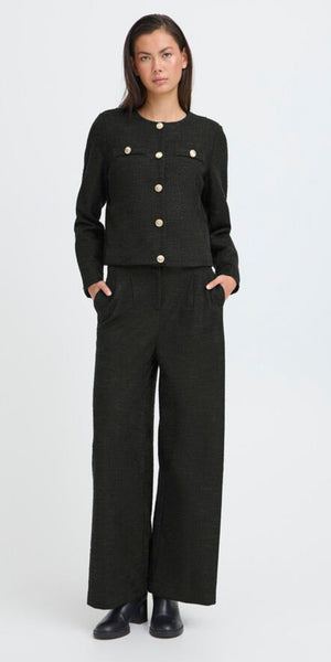 ICHI KATE Gleam Wide Pants in Black