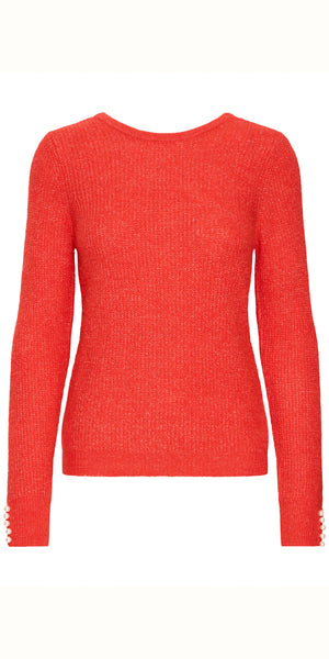 ICHI KAMARA Long Sleeve Knit in Fiery Red