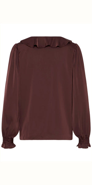 b young FLAIR Frill Blouse in Fudge