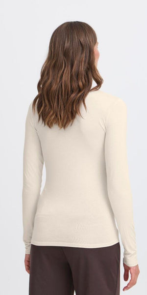ICHI PHILUCA Long Sleeve Top in Almond Milk