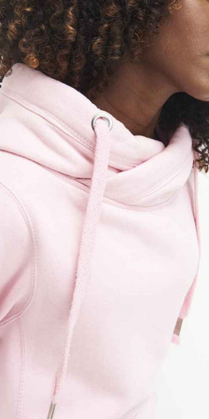 Cosy Cross Neck Hoodie in Baby Pink