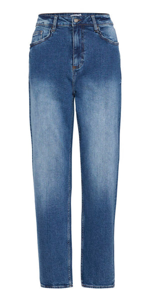 b young LOETTA Mom Fit Jeans in Mid Blue Denim