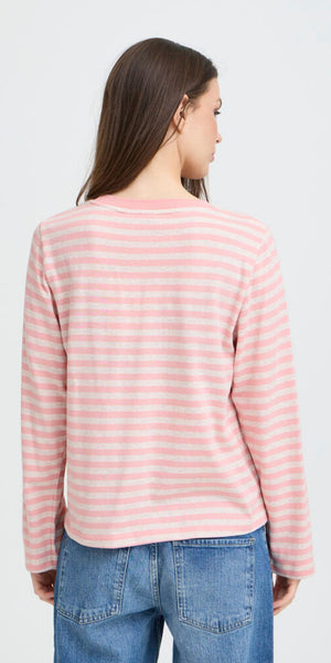 PULZ ARLO T Shirt in Pink Stripe
