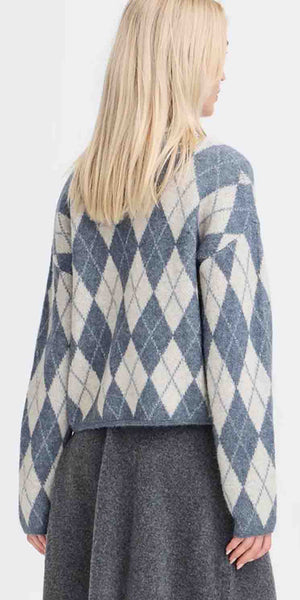 b young NAFTA Argyle Jumper in Stormy Weather Melange
