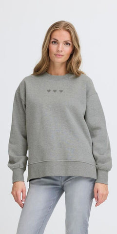 ICHI OLINNE Sweater in Grey Melange