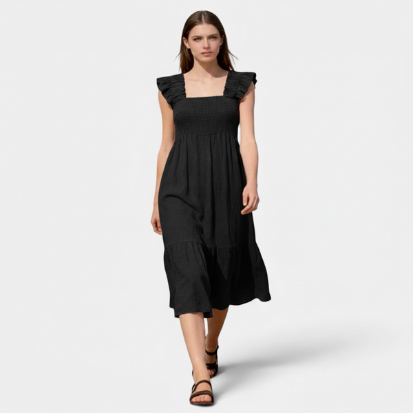 Square Neck Shirred Dress (various colours)