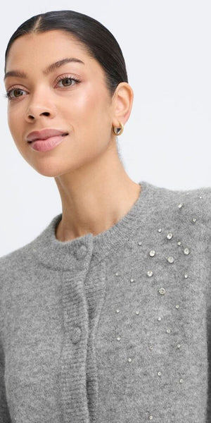 b young OMEA Rhinestone Cardigan