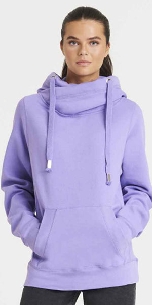 Cosy Cross Neck Hoodie in Lavender