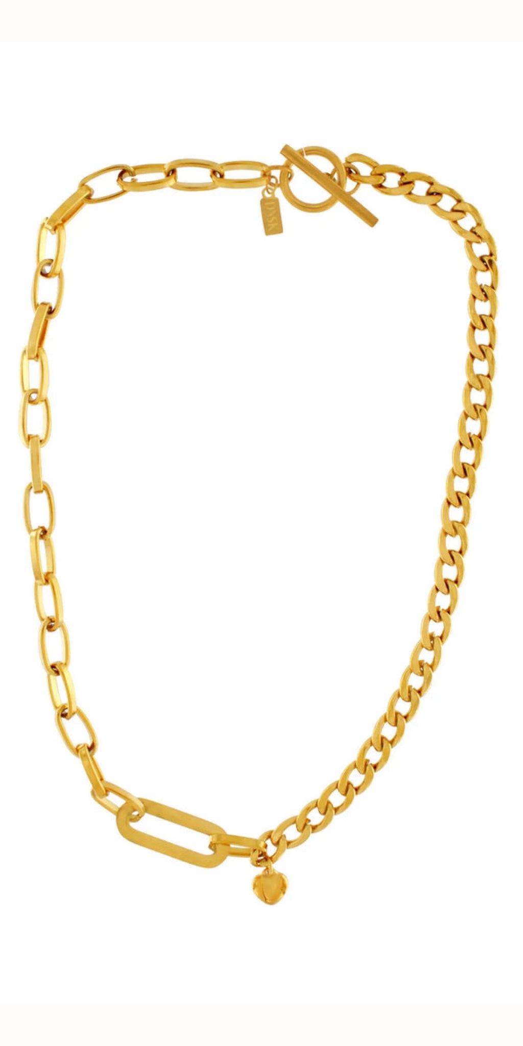 COURAGE T Bar Heart Necklace in Gold