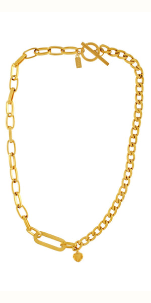 COURAGE T Bar Heart Necklace in Gold