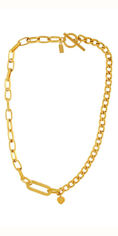 COURAGE T Bar Heart Necklace in Gold