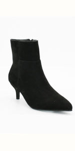 Black Suede Effect Kitten Heel Boot