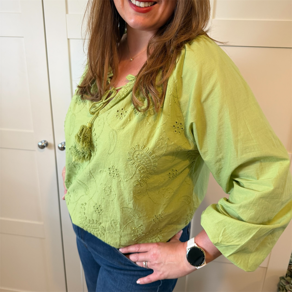 Cotton Paisley Appliqué Blouse - TheSecretCloset.Boutique