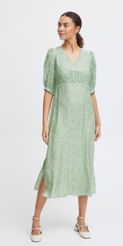 b young IBANO Long Dress in Fair Green Flower