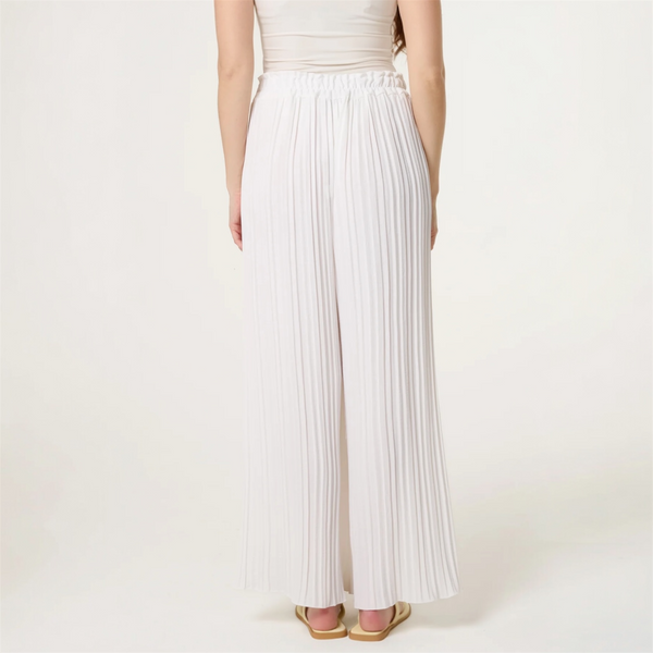 Wide Leg Plisse Trousers in White - TheSecretCloset.Boutique