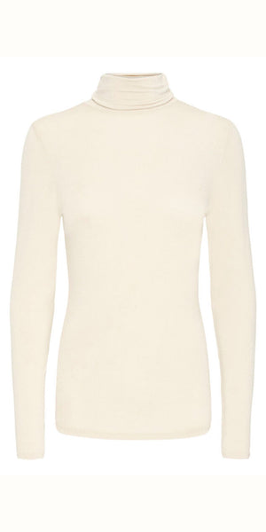 ICHI PHILUCA Long Sleeve Top in Almond Milk