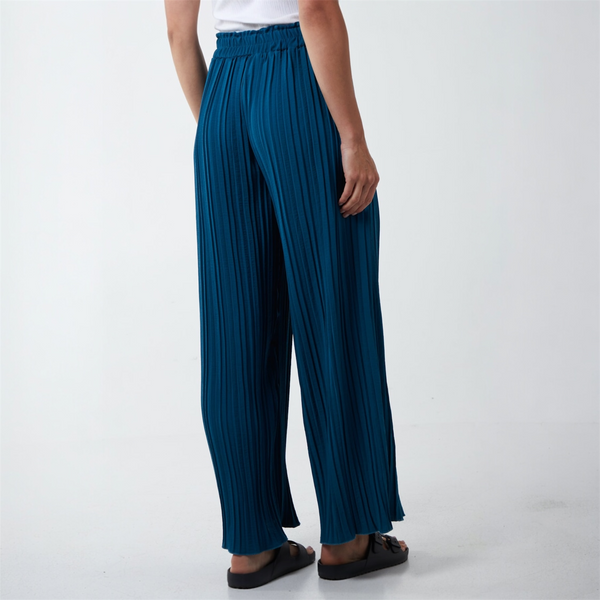 Wide Leg Plisse Trousers in Teal - TheSecretCloset.Boutique