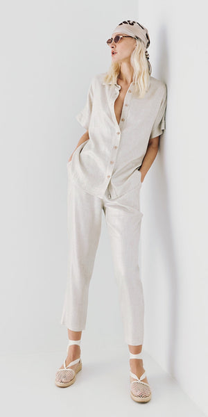 ACCESS Short Sleeve Metallic Linen Shirt