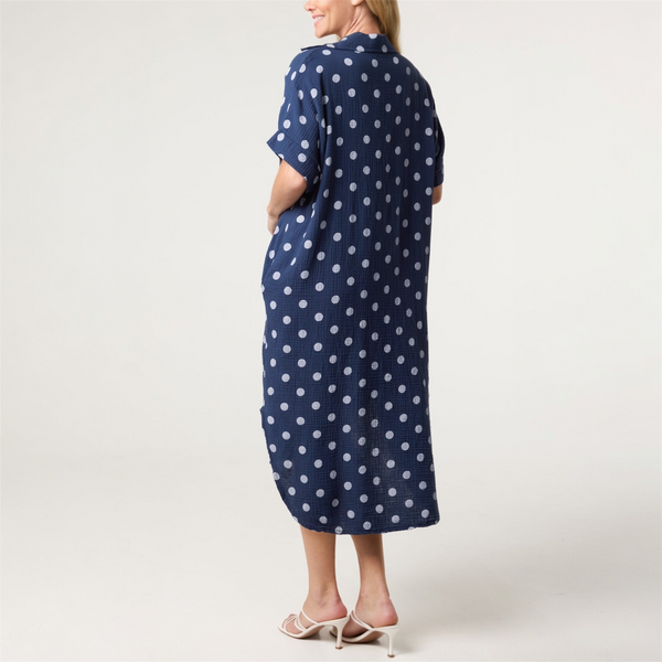 Cotton Polka Dot Collared Dress (various colours) - TheSecretCloset.Boutique