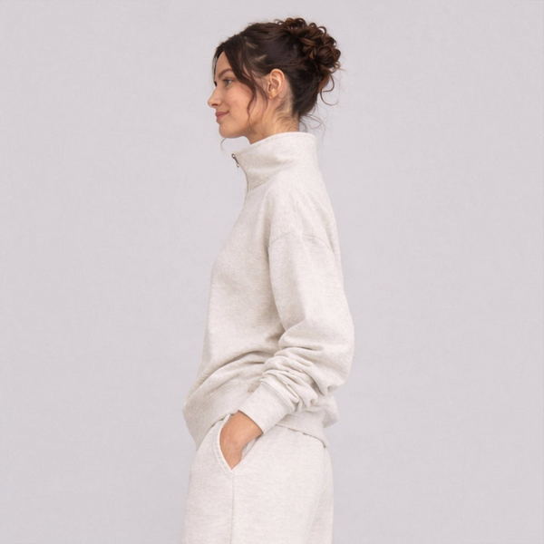 BORN NOULI Supersoft Half Zip Sweatshirt in Marl
