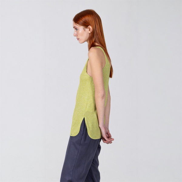 AGGEL Green Lurex Sleeveless Top - TheSecretCloset.Boutique