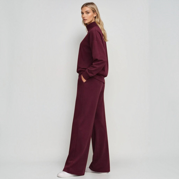 BORN NOULI Supersoft Wide Leg Sweatpant in Black Cherry