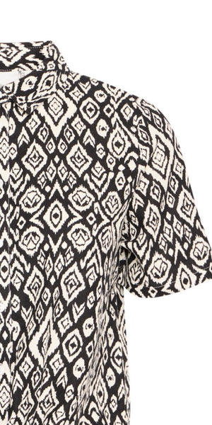 ICHI LINNO Shirt in Black Diamond Ikat